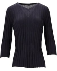 LA ROSE - V-Neck Ribbed Top - Lyst