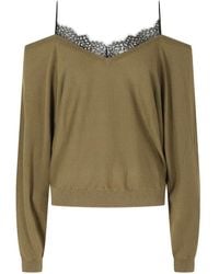 IRO - Jersey Ivoire Con Ribete De Encaje Y Hombros Descubiertos - Lyst