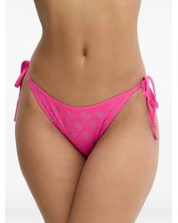 Guess - Crystal-Embellished Side-Tie Bikini Bottoms - Lyst