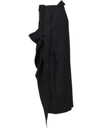 BOHEMSEO - Draped-Detail Midi Skirt - Lyst