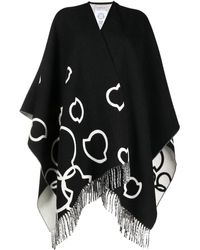 Moncler Logo Wool Cape - Black