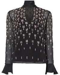Temperley London - Crystal-Embellished Pussy-Bow Blouse - Lyst