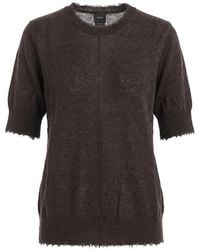Pinko - Frayed-Edges Short-Sleeve Sweater - Lyst