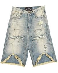 SEKRIT - Chopper Distressed Denim Shorts - Lyst