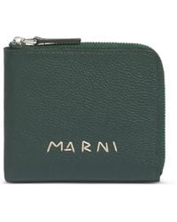 Marni - Leather Zip-Around Wallet With Mending-Embroidery - Lyst
