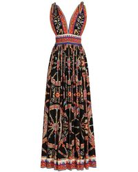 Dolce & Gabbana - Carretto-Print Long Poplin Dress - Lyst