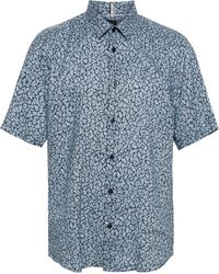 BOSS - Palm-print Linen-blend Shirt - Lyst