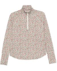 The Great - Floral-Print Quarter-Zip T-Shirt - Lyst