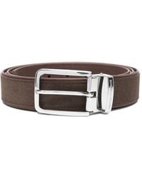 Emporio Armani - Suède Leren Riem Met Rechthoekige Gesp - Lyst