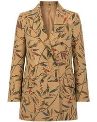 Ibrigu - Double-Breasted Leaf-Print Coat - Lyst