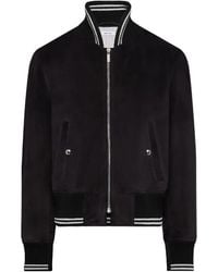 Thom Browne - Rib-Knit Suede Bomber Jacket - Lyst