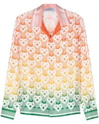 CASABLANCA - Heart Monogram-Print Silk Shirt - Lyst