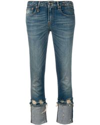 R13 Cropped Low Rise Jeans - Blauw