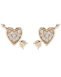 Adina Reyter - 14kt Yellow Gold Heart And Arrow Diamond Stud Earrings - Lyst