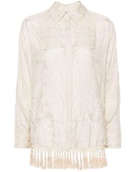 Semicouture - Floral-embroidered Button-up Shirt - Lyst