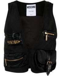 Moschino - Satijnen Gilet Met Logoplakkaat - Lyst