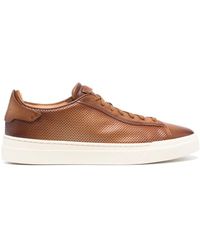 Santoni - Perforated-design Leather Sneakers - Lyst