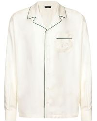 Dolce & Gabbana - Embroidered-logo Silk-twill Shirt - Lyst