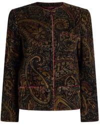 Etro - Cotton Corduroy Jacket With Floral Paisley Overprint - Lyst