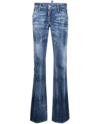 DSquared² Mid-rise Stonewashed Flared Jeans - Blue