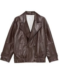 Marella - Veste En Cuir À Boutonnière Croisée - Lyst