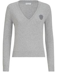 Brunello Cucinelli - Pull Côtelé En Coton Avec Logo - Lyst