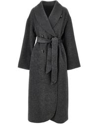 Emporio Armani - Belted Double-Breasted Coat - Lyst