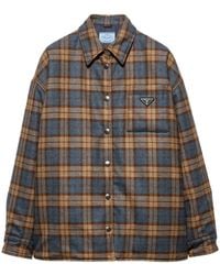 Prada - Plaid Wool Overshirt - Lyst
