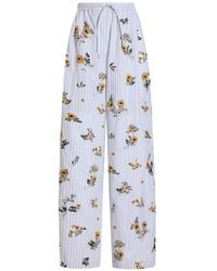 Dolce & Gabbana - Pantalon En Popeline À Fleurs Brodées Et À Strass - Lyst