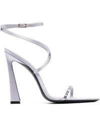 Saint Laurent - Gippy Crystal Leather Sandals - Women's - Calf Leather/rubber/fabric - Lyst