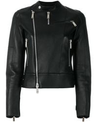 DSquared² - Chaqueta De Cuero Con Cuello Mao - Lyst