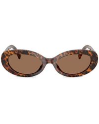 Dolce & Gabbana - Leopard-Print Oval-Frame Sunglasses - Lyst