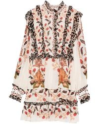 FARM Rio - Floral-Print Ruffled Dress - Lyst