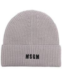 MSGM - Logo-Embroidered Ribbed-Knit Beanie - Lyst