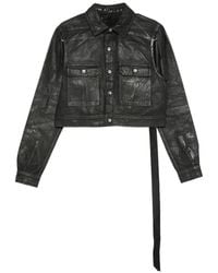 Rick Owens - Cape-Sleeve Cropped Denim Jacket - Lyst