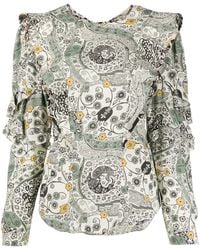 Isabel Marant - Floral Print Ruffle Trim Blouse - Lyst