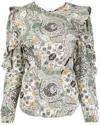 Isabel Marant - Floral Print Ruffle Trim Blouse - Lyst