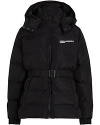Karl Lagerfeld - Belted Hooded Puffer Jacket - Lyst