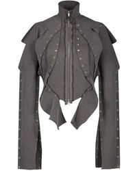 SRVC Studio - Eyelet-Detail Zip-Up Sweatshirt - Lyst