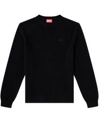 DIESEL - Embroidered-Cutout Logo Crew-Neck Sweater - Lyst