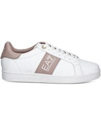 EA7 - Logo-Detail Leather Sneakers - Lyst