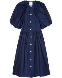 Noir Kei Ninomiya - Cotton Poplin Midi Dress - Lyst