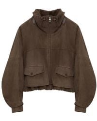 Loewe - Veste En Daim À Fermeture Zippée - Lyst