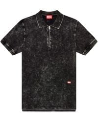 DIESEL - T-smith-zip Acid-washed Polo Shirt - Lyst