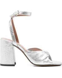 Maje - Metallic Leather Sandals With Heels - Lyst