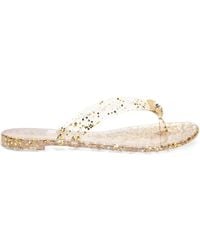 Casadei - Glitter-Embellished Flat Sandals - Lyst