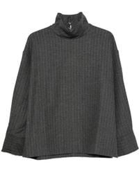 LA PISCINE - Pinstripe-Pattern High-Neck Blouse - Lyst