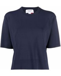 Thom Browne - T-shirt à bande tricolore en intarsia - Lyst