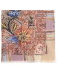 Etro - Wool, Cashmere And Silk Shawl With Floral Paisley Motif - Lyst