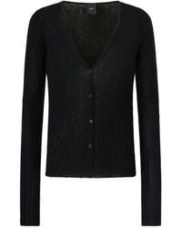 Pinko - Cardigan En Maille Nervurée À Col V - Lyst